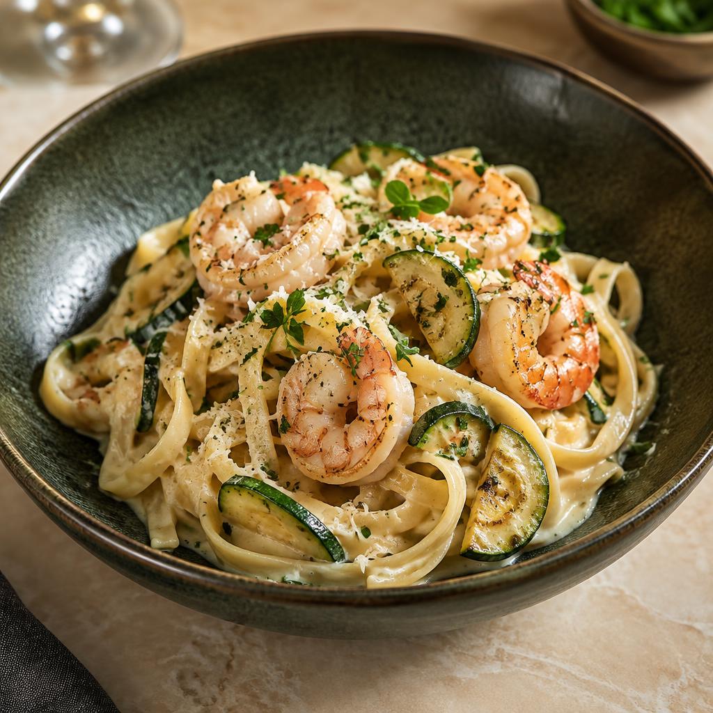 Pasta sa gamborima i tikvicama — privremena fotografija proizvoda